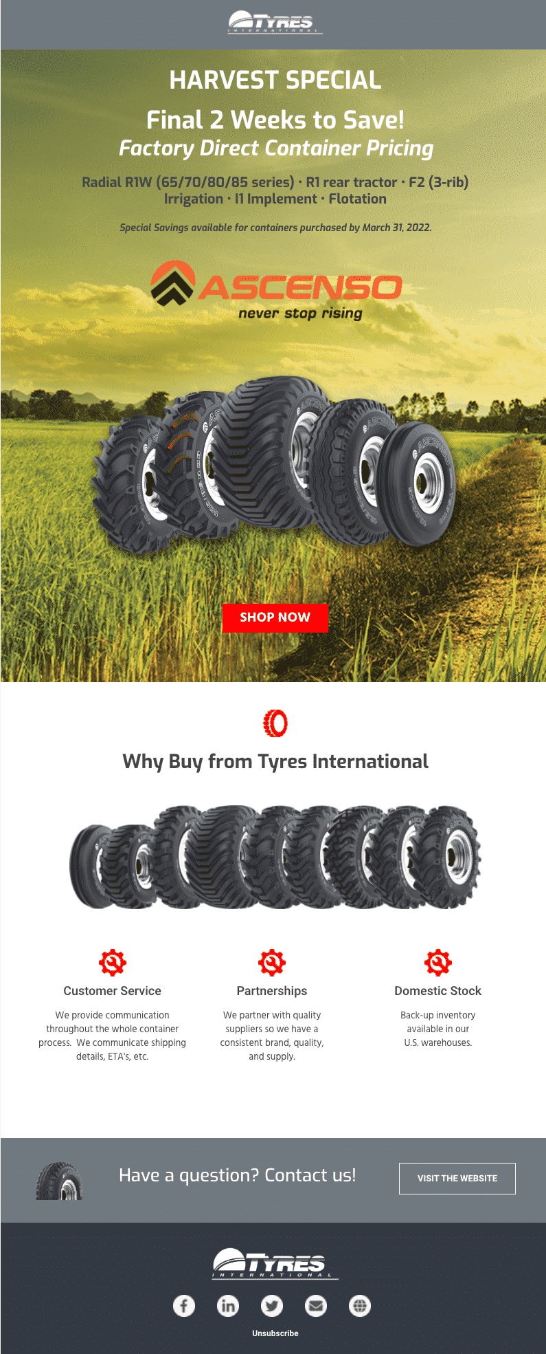 Tyres Harvest Special Email